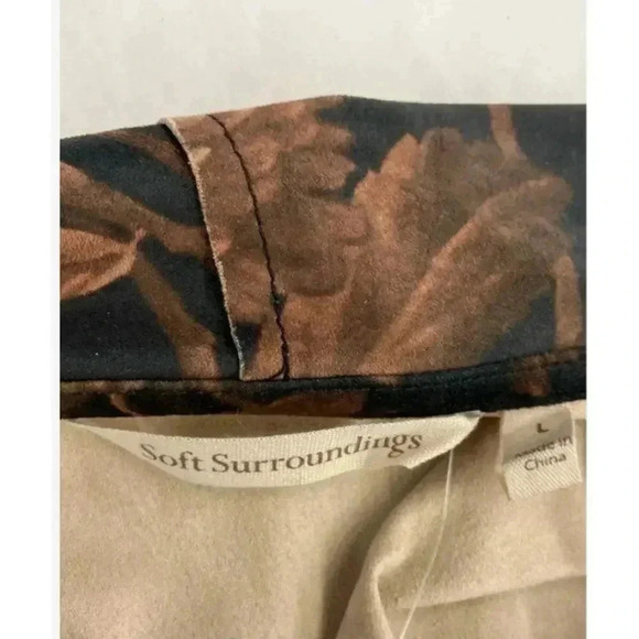 NWT Soft Surroundings Brown Floral Shape Drape Faux Suede Jacket - L - Picture 4 of 7